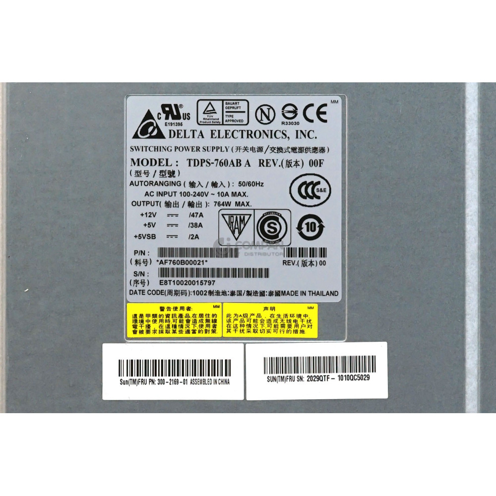 300-2169-01 SUN ORACLE 764W POWER SUPPLY FOR SUN ORACLE J4400